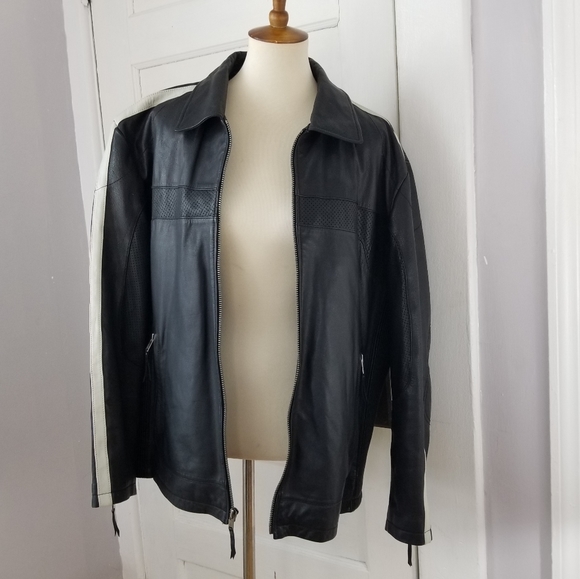 Kenneth Cole Reaction Genuine Leather Moto Jacket, Size L - Picture 7 of 16